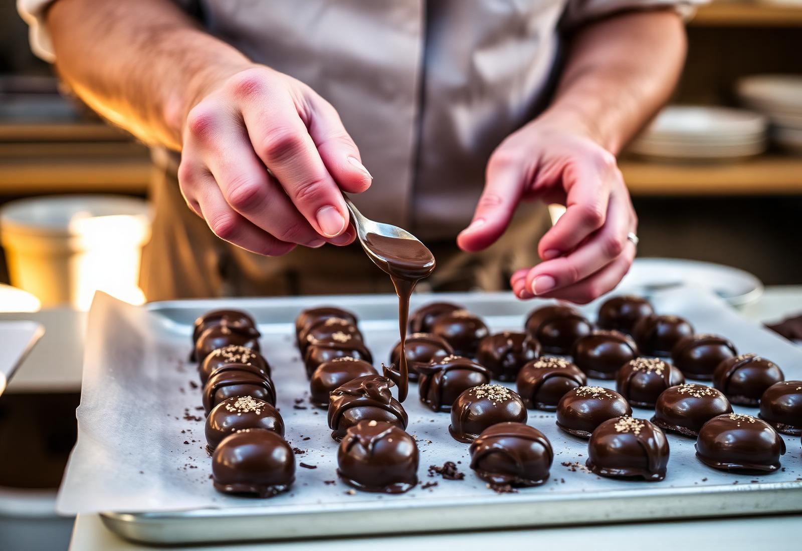Chocolatier crafting custom chocolates